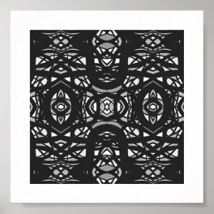Poster Arte Abstrata em Preto e Branco com Gouache Firebr