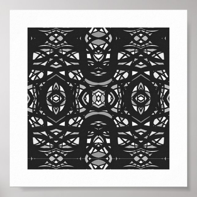 Poster Arte Abstrata em Preto e Branco com Gouache Firebr (Frente)