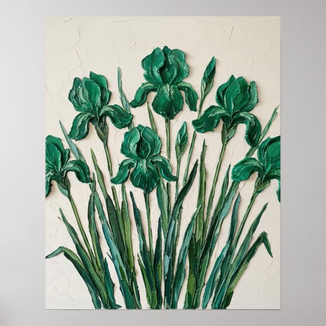 Poster Arte Abstrata em Tela Verde Esmeralda (Frente)