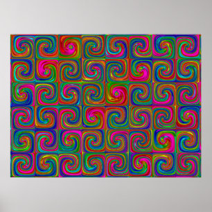 Poster Arte Abstrata Espiral Vibrante
