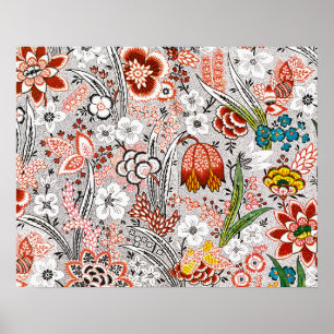 Poster Arte abstrata floral boêmio vintage elegante  