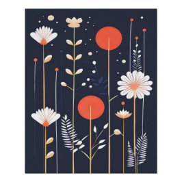 Póster Arte abstrata floral brilhante