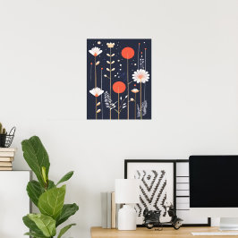 Poster Arte abstrata floral brilhante