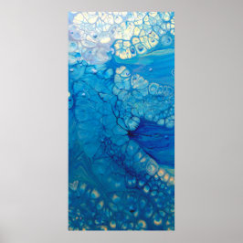 Poster Arte abstrata fluida moderna iridescente azul