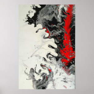 Poster Arte abstrata fluida moderna preta e vermelha