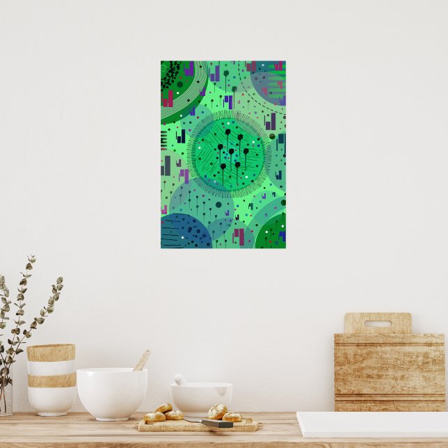 Poster Arte Abstrata: Fruta Kiwi Verde (Cozinha)