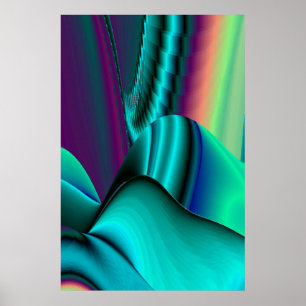 Poster Arte Abstrata Futurista em 3D Metálico Arco-íris