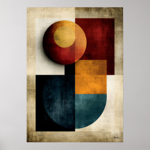 Poster Arte abstrata geométrica celestial japonesa para p
