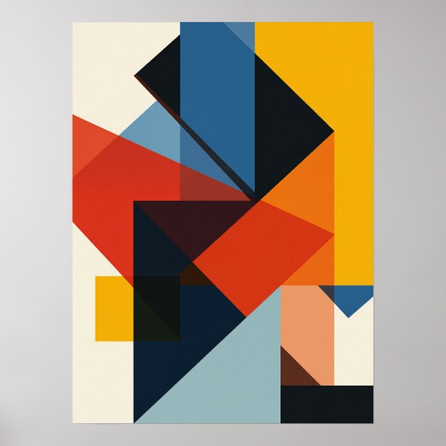 Poster Arte Abstrata Geométrica de Grade Caos Controlado (Frente)