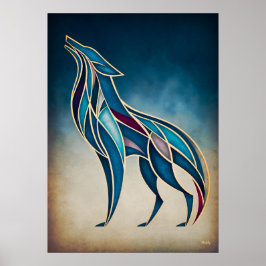 Poster Arte abstrata geométrica do espírito do lobo em Ar