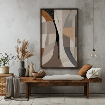 Arte abstrata geométrica neutra sem moldura