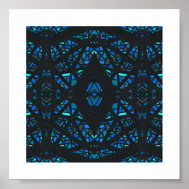Poster Arte Abstrata Gouache Azul Espectroscópica