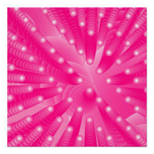 Póster Arte Abstrata Ilusão Túnel 3D Rosa Neon Quente
