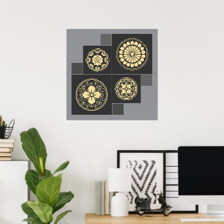 Poster Arte abstrata Kamon japonesa