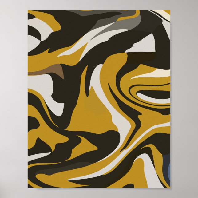 Poster Arte Abstrata Marrom Terroso com Redemoinhos Fluíd (Frente)