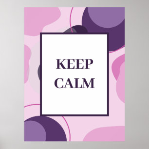 Poster Arte abstrata minimalista "Keep Calm" em roxo sage