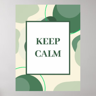 Poster Arte abstrata minimalista "Keep Calm" em verde sál