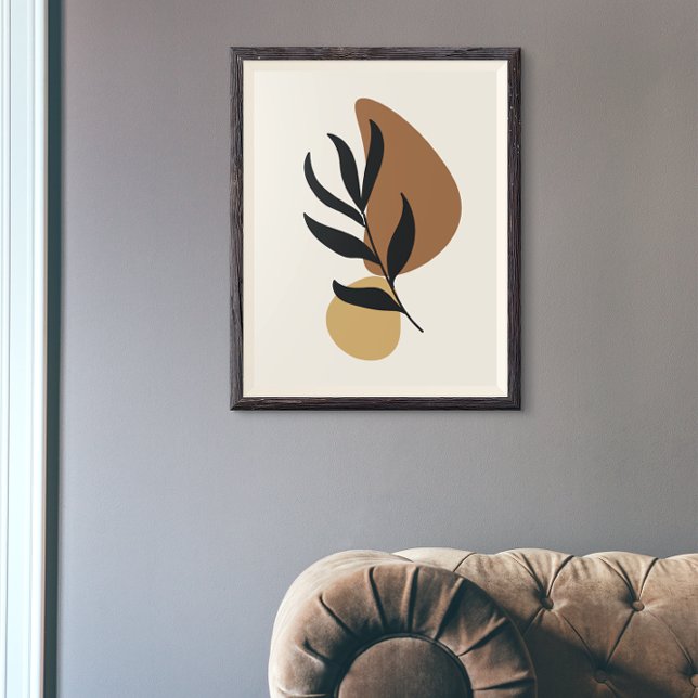 Poster Arte Abstrata Moderna Boho Formas de Plantas (Criador carregado)