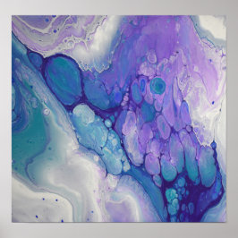 Poster Arte Abstrata Moderna de Mármore com Fluido Roxo e