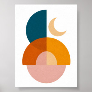Poster Arte abstrata moderna geométrica da lua