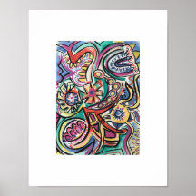 Arte abstrata moderna tropical pintada à mão