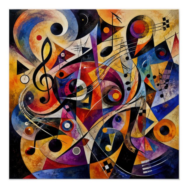 Póster Arte Abstrata Musical Estilo Kandinsky  (Frente)