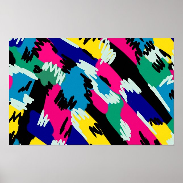 Poster Arte abstrata ousada em cores primárias  (Frente)