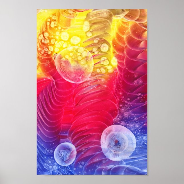 Poster Arte abstrata pintada à mão com brilho de sol (Frente)