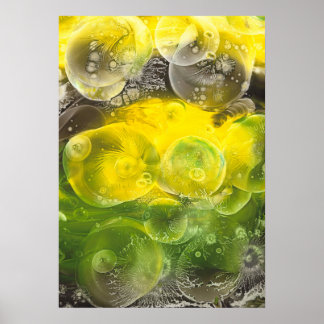 Poster Arte abstrata pintada à mão em amarelo e verde