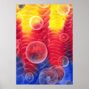 Poster Arte abstrata pintada à mão Vermelho Amarelo Azul
