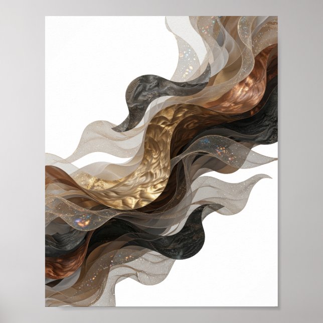 Poster Arte abstrata prateada atraente (Frente)
