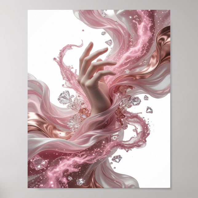 Poster Arte abstrata prateada e nítida Design Gráfico v2 (Frente)
