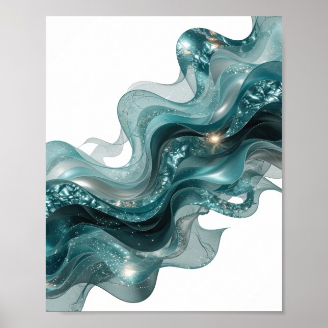 Poster ARTE ABSTRATA PRATEADA Icônica v2 (Frente)