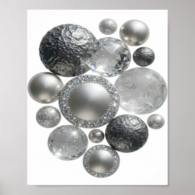 Poster Arte abstrata prateada impressionante (Frente)