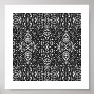 Poster Arte Abstrata Preto e Branco com Tinta Nanquim Tra