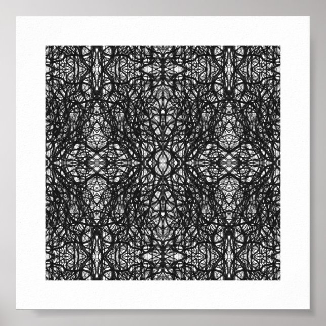 Poster Arte Abstrata Preto e Branco com Tinta Nanquim Tra (Frente)