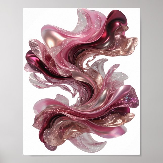 Poster ARTE ABSTRATA Printa de Moda em Prata Limpa (Frente)