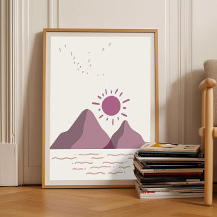 Poster Arte abstrata romântica de frutas silvestres pôr d