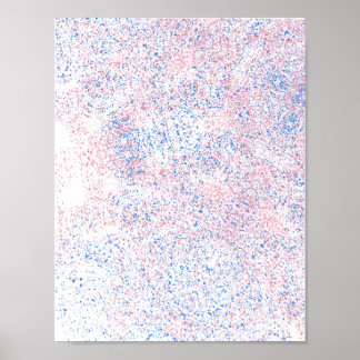 Poster Arte Abstrata Rosa e Azul Pastel Suave na Parede