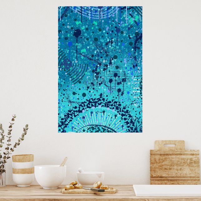 Poster Arte Abstrata: Sinfonia no Mar (Cozinha)