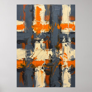 Poster Arte abstrata texturizada laranja e cinza