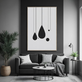 Póster Arte Abstrato branca e preto minimalista