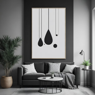 Póster Arte Abstrato branca e preto minimalista
