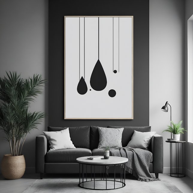 Póster Arte Abstrato branca e preto minimalista (Criador carregado)