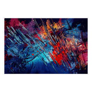 Póster Arte Abstrato Contemporânea Vermelha Azul de Fiaçã