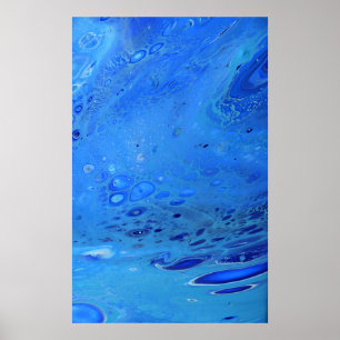 Poster Arte Abstrato de Fluido Líquido de Água Azul Moder
