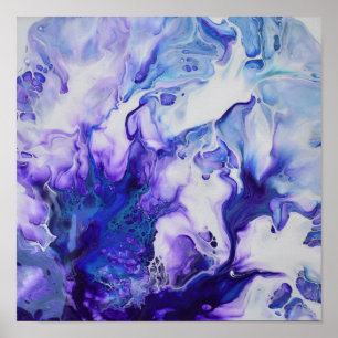 Poster Arte Abstrato de Fluido Violeta Azul Roxo