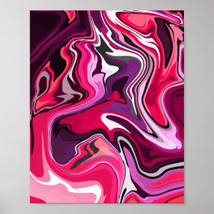 Poster Arte abstrato de Fluidos com Rochas Rosa e Roxos