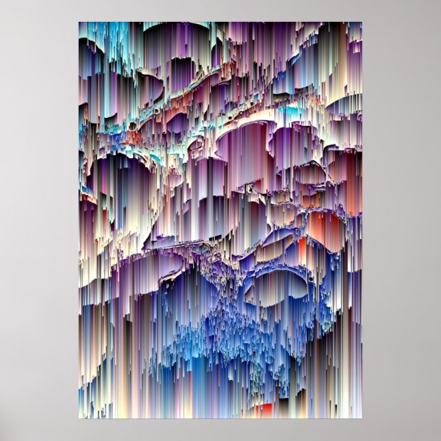 Poster Arte Abstrato de Rock, Cascata Vermelha Roxa (Frente)