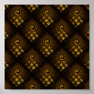 Poster Arte abstrato elegante boho moderno dourado #502